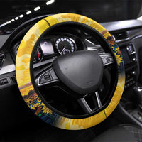 Glory to Ukraine Steering Wheel Cover Sunflower Field Modern Art