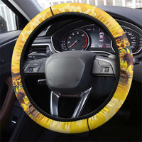 Glory to Ukraine Steering Wheel Cover Sunflower Field Modern Art