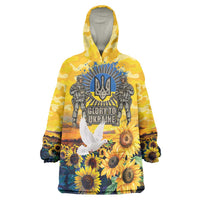 Glory to Ukraine Wearable Blanket Hoodie Sunflower Field Modern Art
