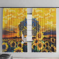 Glory to Ukraine Window Curtain Sunflower Field Modern Art