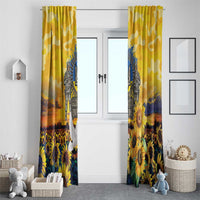 Glory to Ukraine Window Curtain Sunflower Field Modern Art