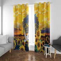 Glory to Ukraine Window Curtain Sunflower Field Modern Art