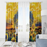 Glory to Ukraine Window Curtain Sunflower Field Modern Art