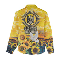 Glory to Ukraine Women Casual Shirt Sunflower Field Modern Art