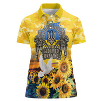 Glory to Ukraine Women Polo Shirt Sunflower Field Modern Art