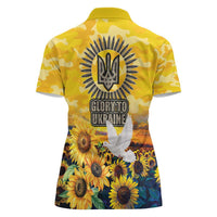 Glory to Ukraine Women Polo Shirt Sunflower Field Modern Art