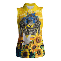 Glory to Ukraine Women Sleeveless Polo Shirt Sunflower Field Modern Art