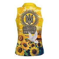Glory to Ukraine Women Sleeveless Polo Shirt Sunflower Field Modern Art
