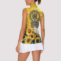 Glory to Ukraine Women Sleeveless Polo Shirt Sunflower Field Modern Art