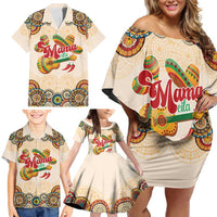 Mamacita Cinco De Mayo Spirit Family Matching Off Shoulder Short Dress and Hawaiian Shirt