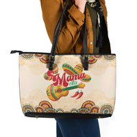 Mamacita Cinco De Mayo Spirit Leather Tote Bag