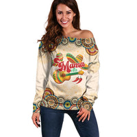 Mamacita Cinco De Mayo Spirit Off Shoulder Sweater