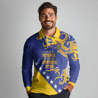 Custom Bosnia Football Dream 2026 Long Sleeve Polo Shirt Take Me To America