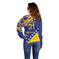 Custom Bosnia Football Dream 2026 Off Shoulder Sweater Take Me To America