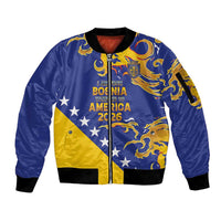 Custom Bosnia Football Dream 2026 Sleeve Zip Bomber Jacket Take Me To America