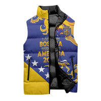 Custom Bosnia Football Dream 2026 Sleeveless Puffer Jacket Take Me To America