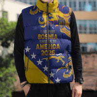 Custom Bosnia Football Dream 2026 Sleeveless Puffer Jacket Take Me To America