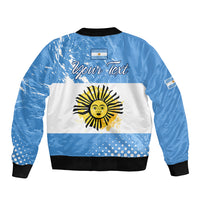 Custom Argentina National Flag Day Sleeve Zip Bomber Jacket Da de la Bandera Nacional - Wonder Print Shop