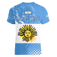 Custom Argentina National Flag Day Women V Neck T Shirt Da de la Bandera Nacional - Wonder Print Shop
