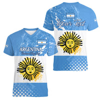 Custom Argentina National Flag Day Women V Neck T Shirt Da de la Bandera Nacional - Wonder Print Shop