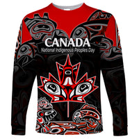 Canada National Aboriginal Day Long Sleeve Shirt Indigenous Art Stylization - Wonder Print Shop