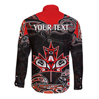 Custom Canada National Aboriginal Day Long Sleeve Button Shirt Indigenous Art Stylization - Wonder Print Shop