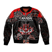 Custom Canada National Aboriginal Day Sleeve Zip Bomber Jacket Indigenous Art Stylization - Wonder Print Shop