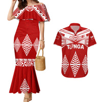Tonga Rugby Couples Matching Mermaid Dress And Hawaiian Shirt Proud Tongan Ngatu Kupesi World Cup 2023 No1 LT9 - Wonder Print Shop