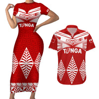 Tonga Rugby Couples Matching Short Sleeve Bodycon Dress and Hawaiian Shirt Proud Tongan Ngatu Kupesi World Cup 2023 No1 LT9 - Wonder Print Shop