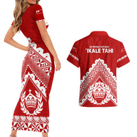 Tonga Rugby Couples Matching Short Sleeve Bodycon Dress and Hawaiian Shirt Proud Tongan Ngatu Kupesi World Cup 2023 No1 LT9 - Wonder Print Shop