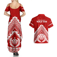 Tonga Rugby Couples Matching Summer Maxi Dress and Hawaiian Shirt Proud Tongan Ngatu Kupesi World Cup 2023 No1 LT9 - Wonder Print Shop
