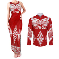 Tonga Rugby Couples Matching Tank Maxi Dress and Long Sleeve Button Shirts Proud Tongan Ngatu Kupesi World Cup 2023 No1 LT9 - Wonder Print Shop