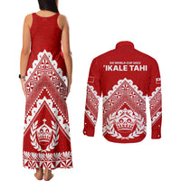 Tonga Rugby Couples Matching Tank Maxi Dress and Long Sleeve Button Shirts Proud Tongan Ngatu Kupesi World Cup 2023 No1 LT9 - Wonder Print Shop