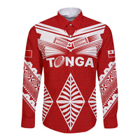 Tonga Rugby Long Sleeve Button Shirt Proud Tongan Ngatu Kupesi World Cup 2023 No1 - Wonder Print Shop