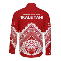 Tonga Rugby Long Sleeve Button Shirt Proud Tongan Ngatu Kupesi World Cup 2023 No1 - Wonder Print Shop