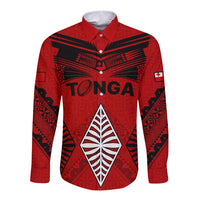 Tonga Rugby Long Sleeve Button Shirt Proud Tongan Ngatu Kupesi World Cup 2023 No2 - Wonder Print Shop