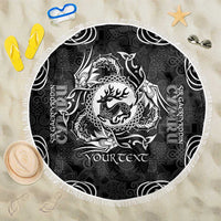 Personalized Carmarthenshire Sir Gaerfyrddin Beach Blanket Black Deer Stag Celtic-inspired - Wonder Print Shop