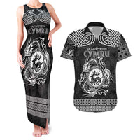 Personalized Carmarthenshire Sir Gaerfyrddin Couples Matching Tank Maxi Dress and Hawaiian Shirt Black Deer Stag Celtic-inspired - Wonder Print Shop