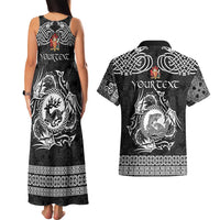 Personalized Carmarthenshire Sir Gaerfyrddin Couples Matching Tank Maxi Dress and Hawaiian Shirt Black Deer Stag Celtic-inspired - Wonder Print Shop