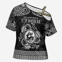 Personalized Carmarthenshire Sir Gaerfyrddin Cross Shoulder Shirt Black Deer Stag Celtic-inspired - Wonder Print Shop