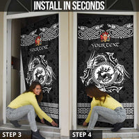 Personalized Carmarthenshire Sir Gaerfyrddin Door Cover Black Deer Stag Celtic-inspired - Wonder Print Shop