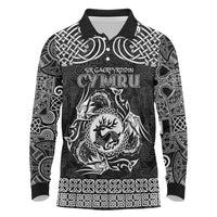 Personalized Carmarthenshire Sir Gaerfyrddin Long Sleeve Polo Shirt Black Deer Stag Celtic-inspired - Wonder Print Shop