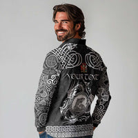 Personalized Carmarthenshire Sir Gaerfyrddin Long Sleeve Polo Shirt Black Deer Stag Celtic-inspired - Wonder Print Shop