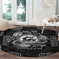 Personalized Carmarthenshire Sir Gaerfyrddin Round Carpet Black Deer Stag Celtic-inspired - Wonder Print Shop
