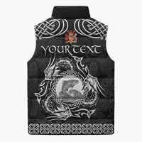Personalized Carmarthenshire Sir Gaerfyrddin Sleeveless Puffer Jacket Black Deer Stag Celtic-inspired - Wonder Print Shop