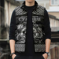 Personalized Carmarthenshire Sir Gaerfyrddin Sleeveless Puffer Jacket Black Deer Stag Celtic-inspired - Wonder Print Shop
