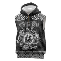 Personalized Carmarthenshire Sir Gaerfyrddin Sleeveless Zip Hoodie Black Deer Stag Celtic-inspired - Wonder Print Shop
