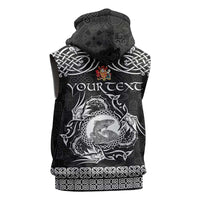 Personalized Carmarthenshire Sir Gaerfyrddin Sleeveless Zip Hoodie Black Deer Stag Celtic-inspired - Wonder Print Shop