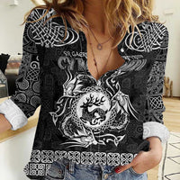 Personalized Carmarthenshire Sir Gaerfyrddin Women Casual Shirt Black Deer Stag Celtic-inspired - Wonder Print Shop