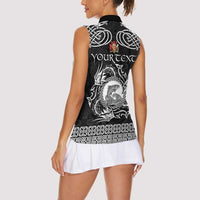 Personalized Carmarthenshire Sir Gaerfyrddin Women Sleeveless Polo Shirt Black Deer Stag Celtic-inspired - Wonder Print Shop